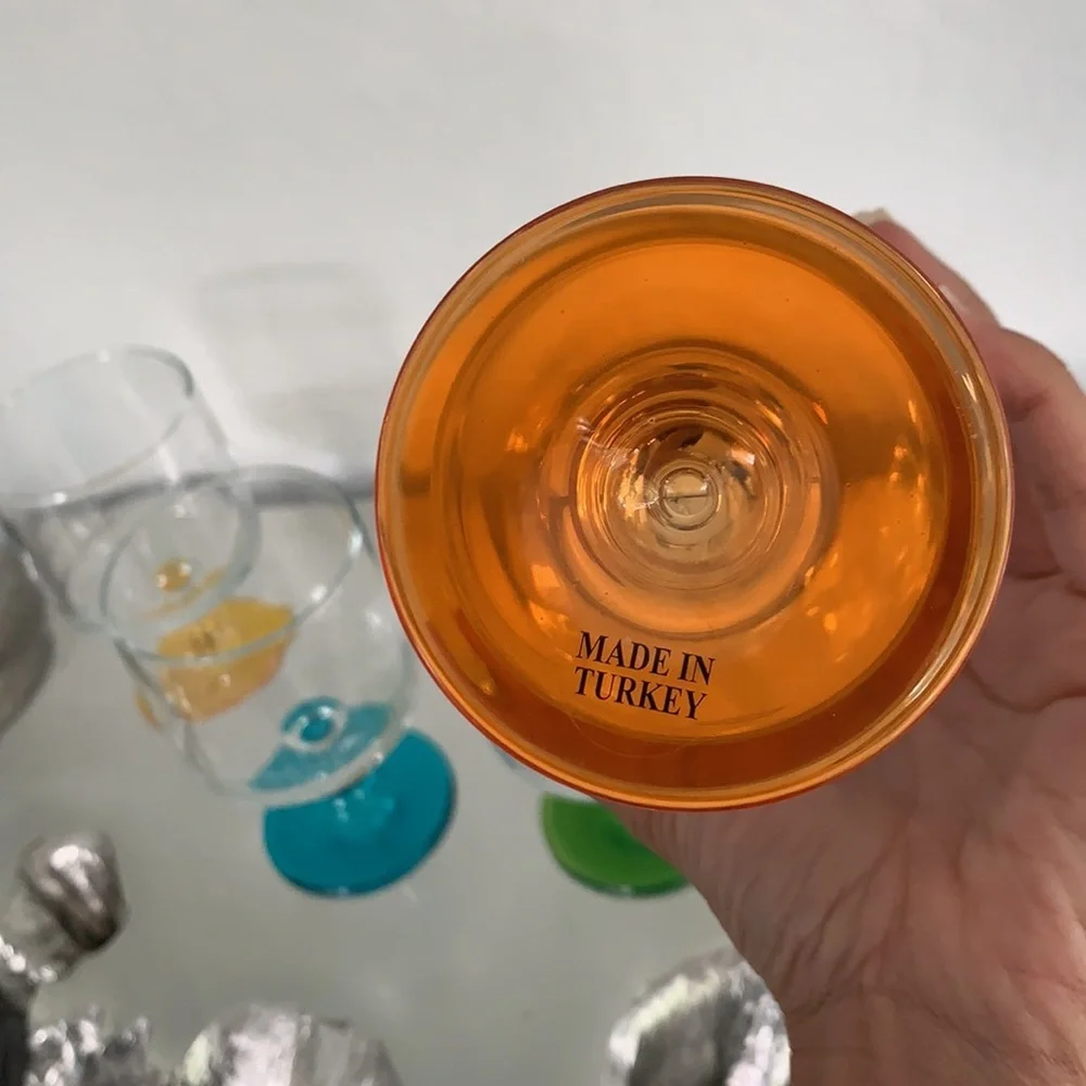 Vintage Set of 4 Multi Color Tinted Glasses